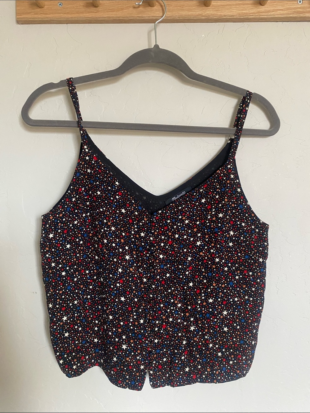Madewell Black Star-Print Spaghetti Strap Camisole